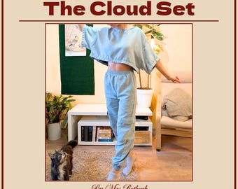 Download 2 in 1 - Cargo Sweatpants + Ozversized Cropp Top Sewing Pattern with Instructions, Beginner