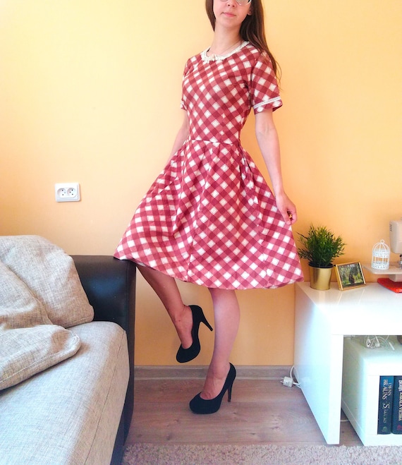 Handmade Unique Vintage Dress, Earth Tone, Brown &