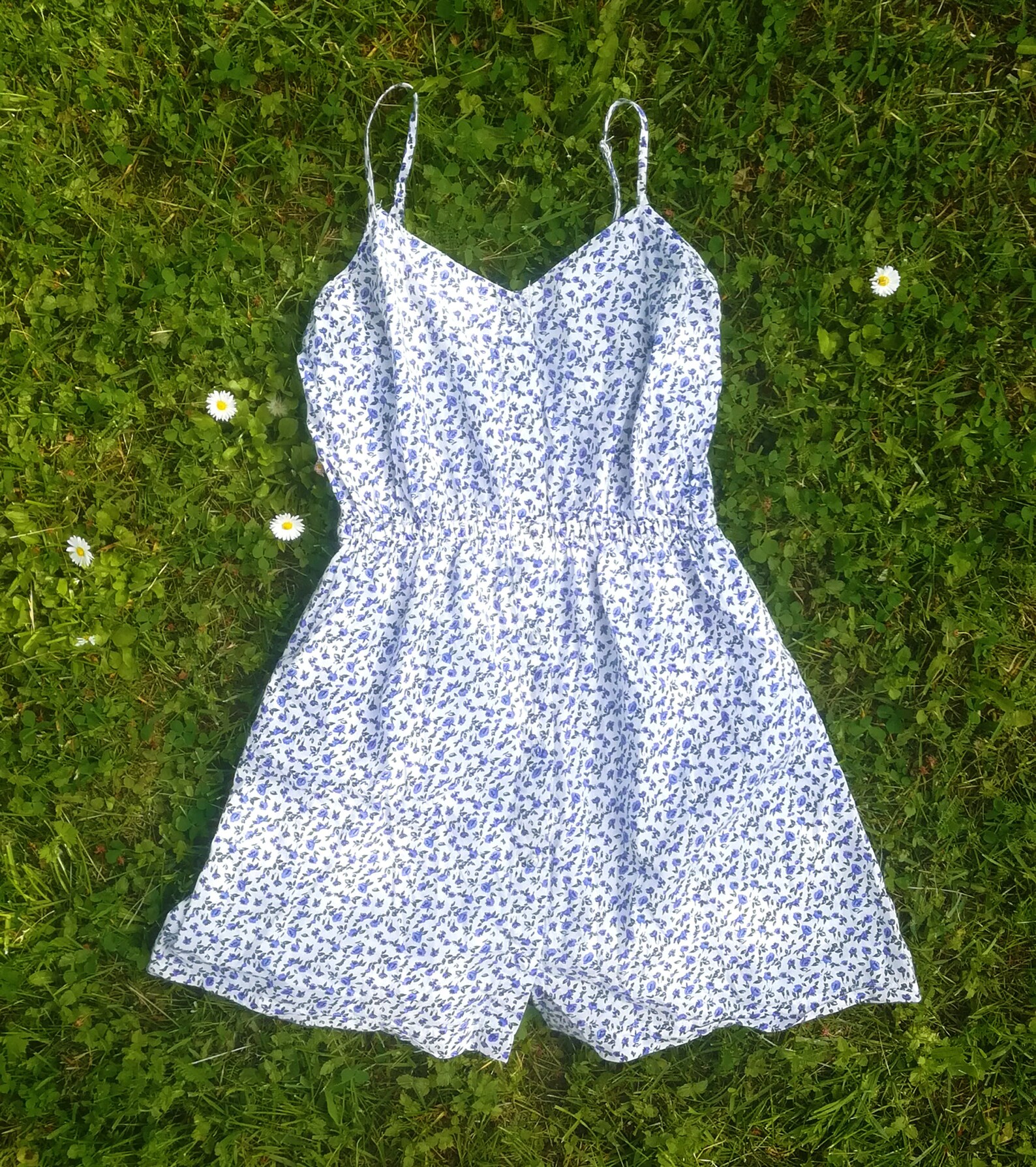 Cute White and Blue Button up Dress With Pockets. 00s Fine Etsy