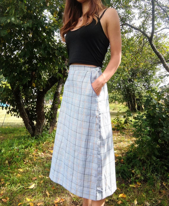 Checkered top zipper skirt