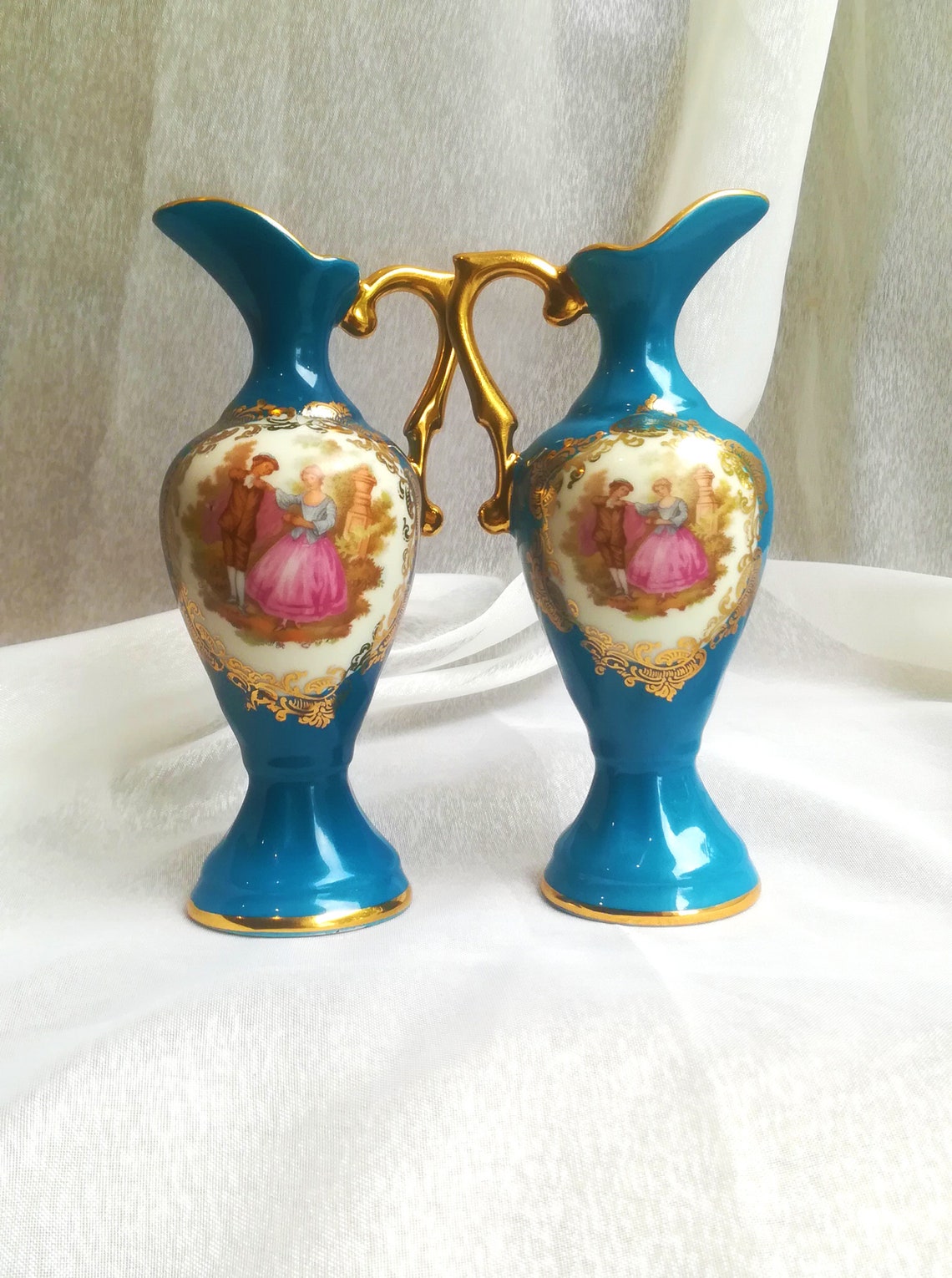 Light Blue Vintage Limoges France Pitcher Decorative Small Etsy