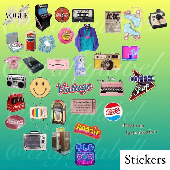 Vintage Sticker Pack 90sSTICKERS 34 pack stickers | Etsy