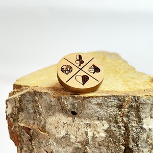 Schafkopf Kartenspiel, Obstholz Anstecker, Anstecker Pin, Anstecker Tracht, Brosche retro, Brosche Weihnachten, Anstecknadel Hochzeit