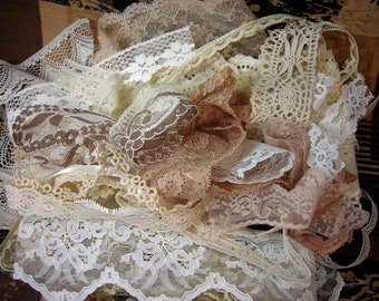 Vintage Lace Trim Bundle: 3+ Yards Shabby Chic Embellishments