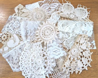 Vintage Lace Snippet Grab Bag: 22+ Cream & Ivory Trim Pieces