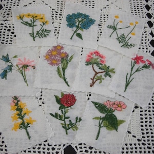 Slow Stitch Junk Journal Embroidered cotton flowers Fabric Embellishments crazy quilt Mixed Media Texture