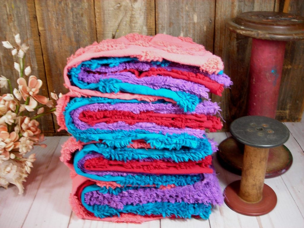 Chenille 13 by 13 squares Assorted Vintage Cotton Etsy