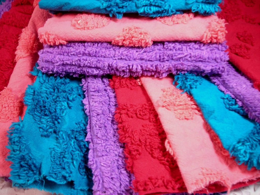 Chenille 13 by 13 squares Assorted Vintage Cotton Etsy