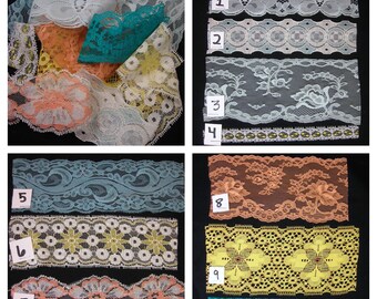 Mixed Media Fabric-Sewing-Collage Fabric Junk Journal Supplies 3 Yards Tea Stained Vintage Floral Lace Trim Vintage Sewing Lace Trims