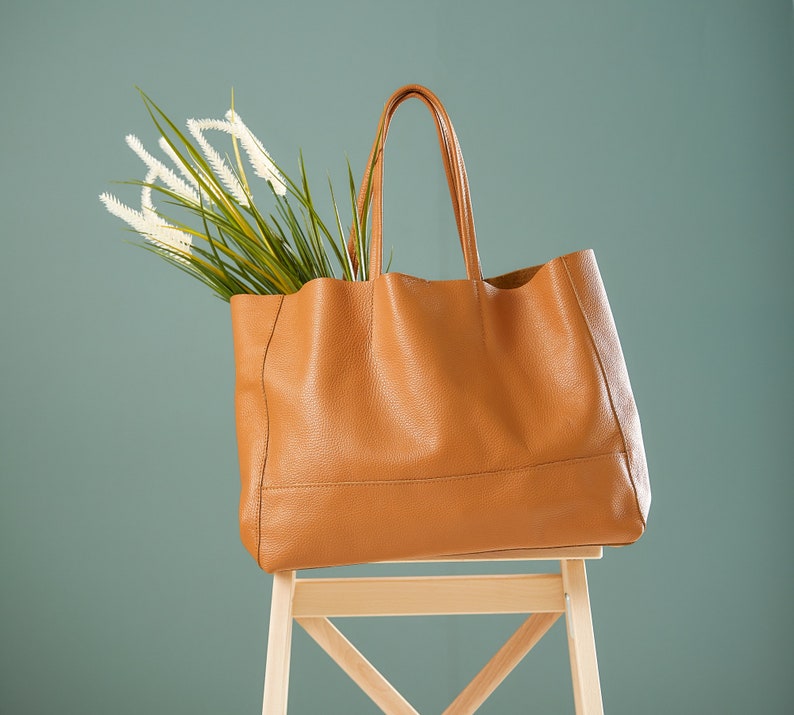 Soft Leather Tote Bag for Women Monogrammed Leather Shopper Etsy