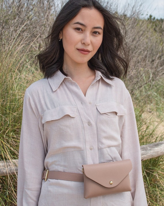 Womens Leather Utility Belt Bag Small 