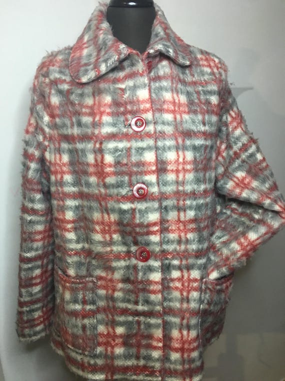 Vintage 70's John Blair Plaid Wool Blend Heavy Button Up