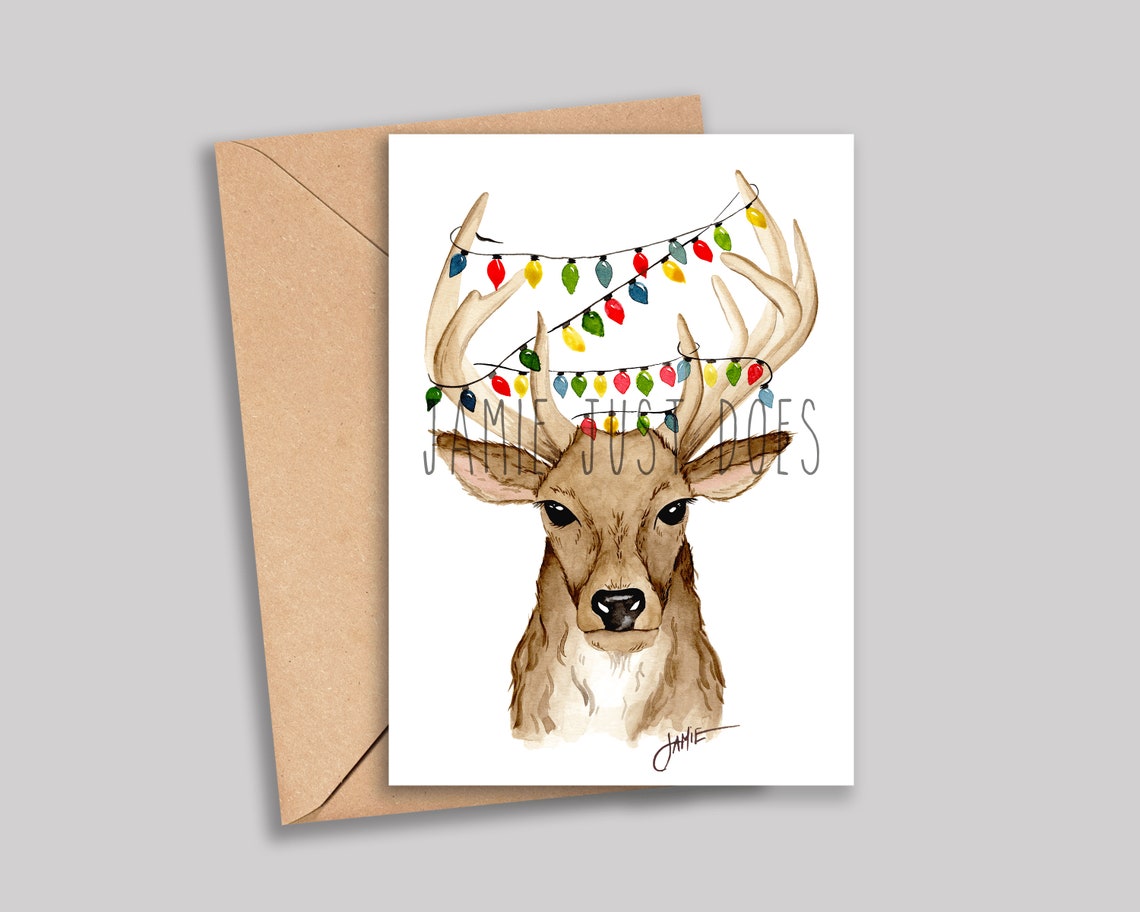 Lighted Buck Art Print or Card - Etsy