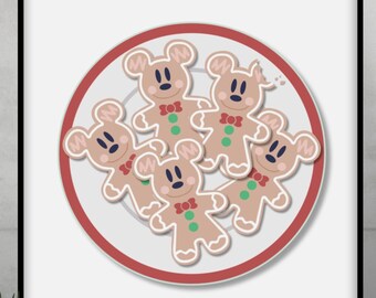GINGERBREAD MICKEY | Minimalist Holiday Print | Portrait | Christmas Poster | Printable Art | Holiday Decor | Mickey | Christmas