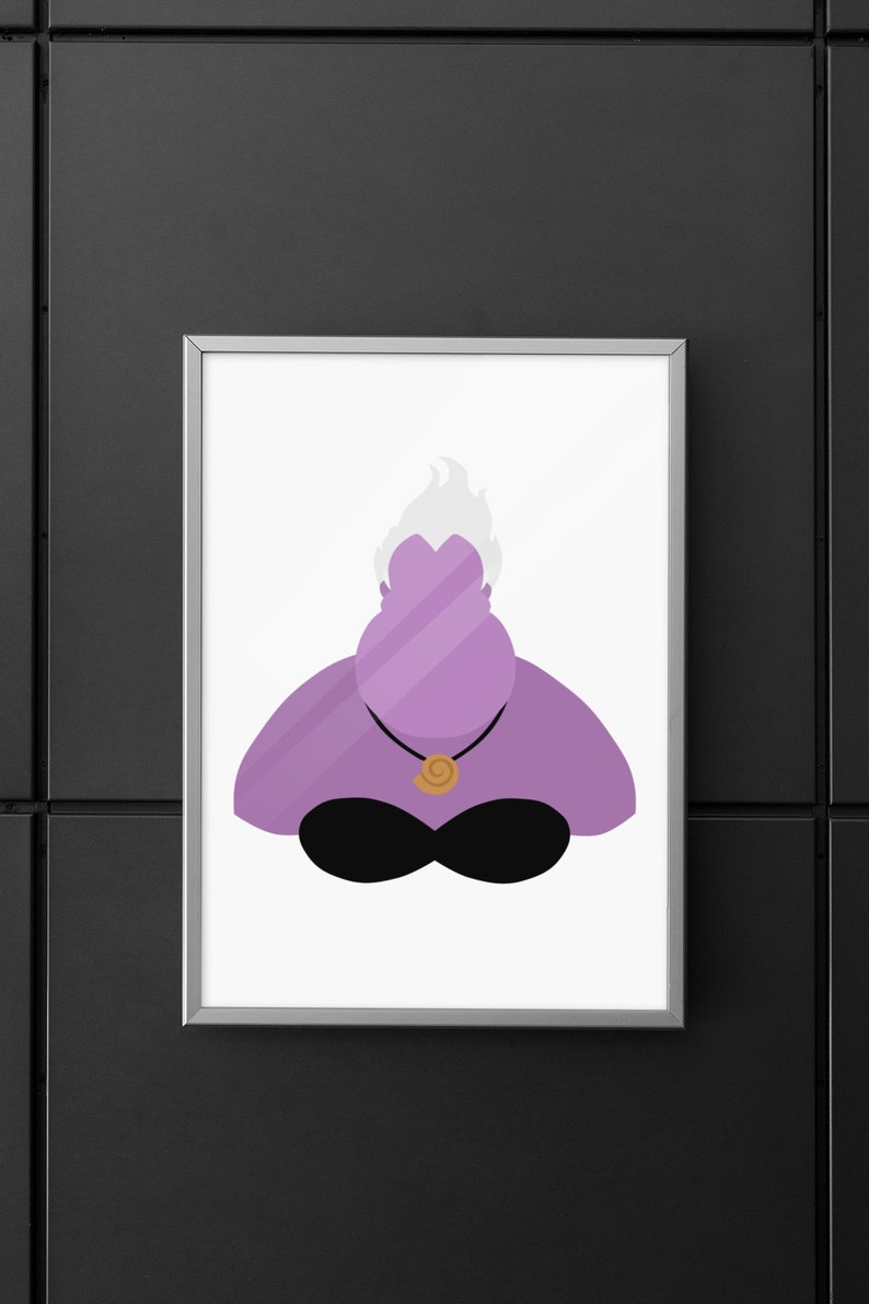 URSULA | Minimalistiskt tryck med skurkar | Porträtt | Poster | Utskrivbar väggkonst | Illustration | Den lilla sjöjungfrun bild 2