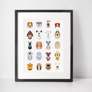 DOGGO LINE-UP | Puppy Minimalist Print | Portrait | Poster | Printable Wall Art | Illustration | Movie Dogs | Dog Art