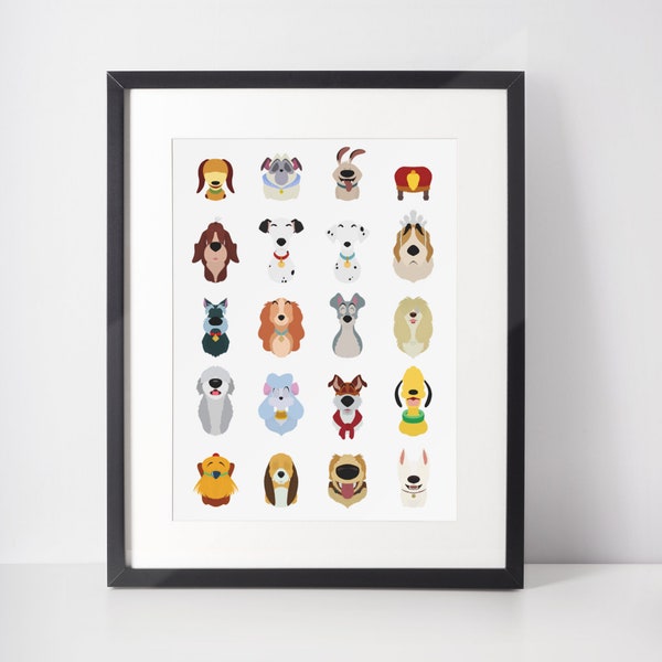 DOGGO LINE-UP | Puppy Minimalist Print | Portrait | Poster | Printable Wall Art | Illustration | Movie Dogs | Dog Art