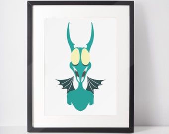 PANIC / Stampa minimalista di cattivi / Ritratto / Poster / Arte murale stampabile / Illustrazione / Principessa / Ercole