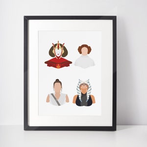STAR WARS WOMEN | Minimalist Print | Portrait | Poster | Printable Wall Art | Illustration | Star Wars