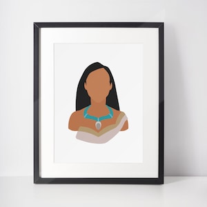 POCAHONTAS | Princess Minimalist Print | Portrait | Poster | Printable Wall Art | Illustration | Pocahontas