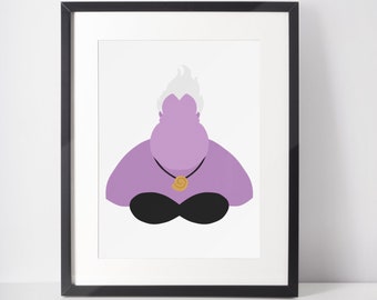 URSULA | Bösewichte Minimalistischer Druck | Porträt | Poster | Druckbare Wandkunst | Illustration | Die kleine Meerjungfrau