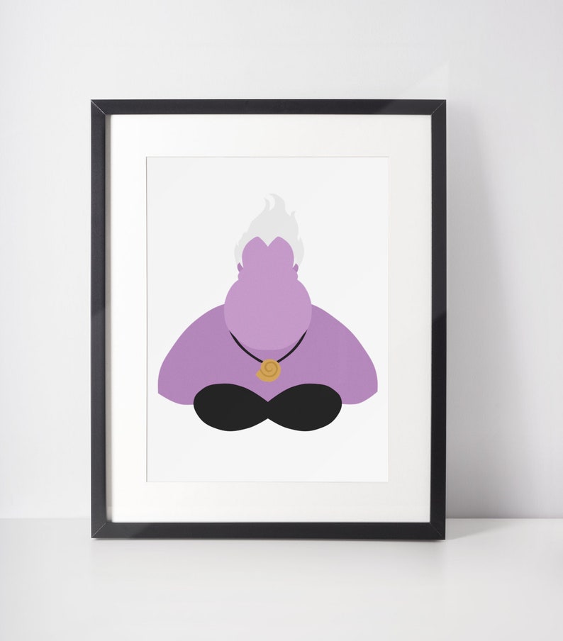 URSULA | Minimalistiskt tryck med skurkar | Porträtt | Poster | Utskrivbar väggkonst | Illustration | Den lilla sjöjungfrun bild 1