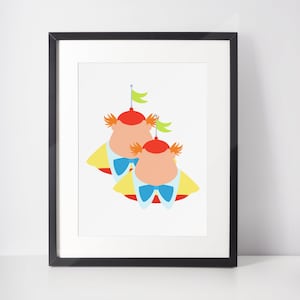 DWEEDLE DEE & DUM | Filmowy wydruk minimalistyczny | Portret | Plakat | Sztuka ścienna do druku | Ilustracja | Plakat filmowy | Alicja w Krainie Czarów