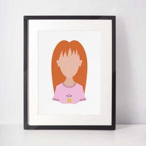 QUINN MORENDORFFER | Charakter Minimalistischer Druck | Porträt | Poster | Druckbare Wandkunst | Illustration | MTV | 90er Jahre Comic