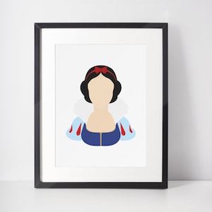 SCHNEEWIITCHEN | Prinzessin Minimalistischer Druck | Porträt | Poster | Druckbare Wandkunst | Illustration | Schneewittchen und die Sieben Zwerge