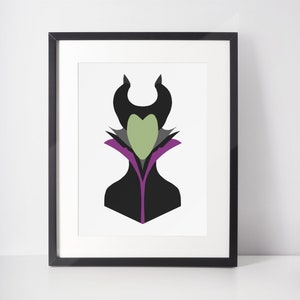 MALEFICENT | Bösewicht Minimalistischer Druck | Porträt | Poster | Druckbare Wandkunst | Illustration | Dornröschen