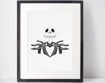 Jack Skellington Minimalist Portrait | Halloween Art Print (Digital Download)