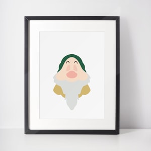 SCHLÄFER | Minimalistischer Druck | Porträt | Poster | Druckbare Wandkunst | Illustration | Schneewittchen und die Sieben Zwerge
