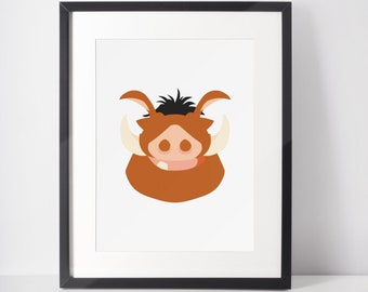 PUMBAA | Africa Minimalist Print | Portrait | Poster | Printable Wall Art | Illustration | Hakuna Matata | The Lion King