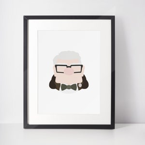 CARL FREDRICKSEN | Minimalistischer Druck | Porträt | Poster | Druckbare Wandkunst | Illustration | Pixar&#39;s Up