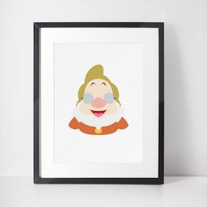 DOC | Minimalistischer Druck | Porträt | Poster | Druckbare Wandkunst | Illustration | Schneewittchen und die Sieben Zwerge
