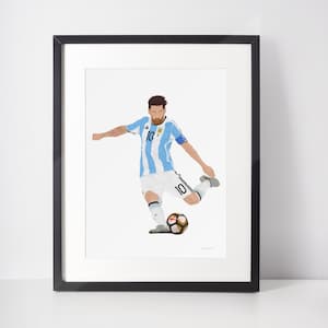 LIONEL MESSI | Minimalistischer Druck | Porträt | Poster | Druckbare Wandkunst | Illustration | Futbol | Fußball | WM | ZIEGE | Argentinien