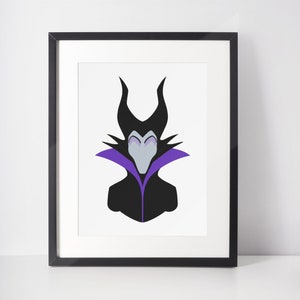 MALEFICENT | Bösewicht Minimalistischer Druck | Porträt | Poster | Druckbare Wandkunst | Illustration | Dornröschen