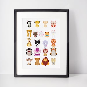CATTY LINE-UP / Stampa minimalista di gatti / Ritratto / Poster / Arte murale stampabile / Illustrazione / Gatti del cinema / Arte con gatti / Gattini