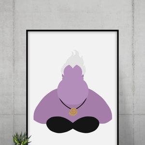 URSULA | Minimalistiskt tryck med skurkar | Porträtt | Poster | Utskrivbar väggkonst | Illustration | Den lilla sjöjungfrun bild 3