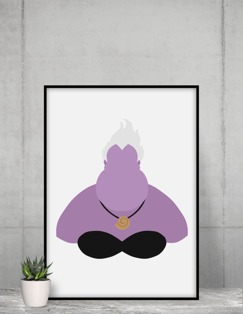 URSULA | Minimalistiskt tryck med skurkar | Porträtt | Poster | Utskrivbar väggkonst | Illustration | Den lilla sjöjungfrun bild 3