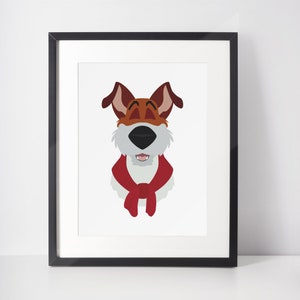 DODGER | Dog Minimalist Print | Portrait | Poster | Printable Wall Art | Illustration | Oliver & Company | Dogs | Dog Art | Character Art