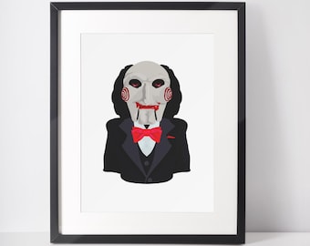 BILLY THE PUPPET | Minimalist Print | Portrait | Poster | Printable Wall Art | Illustration | Halloween | Saw