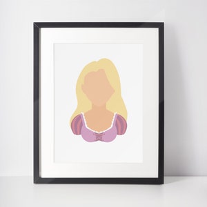 RAPUNZEL | Minimalistische print | Portret | Poster | Afdrukbare muurkunst | Illustratie | Verward