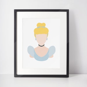 Aschenputtel | Prinzessin Minimalistischer Druck | Porträt | Poster | Druckbare Wandkunst | Illustration | Prinzessin Poster