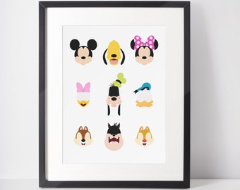 MICKEY & FRIENDS | Minimalist Print | Portrait | Poster | Printable Wall Art | Illustration | Kids Room | Toddler Decor