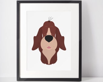 BRUNO | Dog Minimalist Print | Portrait | Poster | Printable Wall Art | Illustration | Hero Poster | Cinderella | Dog Art