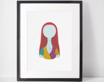 Sally Print | Minimalist Portrait, Halloween Art (Digital Download)