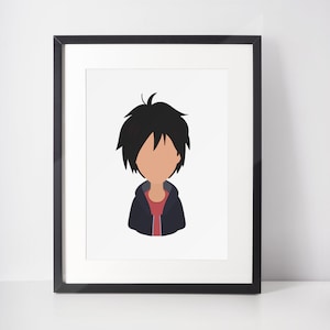 HIRO HAMADA | Impressão minimalista de herói | Retrato | Pôster | Arte de parede para impressão | Ilustração | Big Hero 6