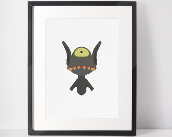 CYCLOPS | Minimalist Print | Portrait | Poster | Printable Wall Art | Illustration | Halloween | Nigthmare Before Christmas