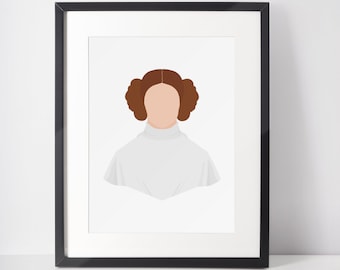 PRINCIPESSA LEIA / Stampa minimalista / Ritratto / Poster / Arte murale stampabile / Illustrazione / Star Wars / Una nuova speranza